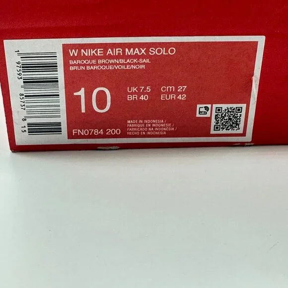 Women's Nike Air Max Solo Baroque Brown  Sneakers FN0784-200 Size 10 - Picture 10 of 11